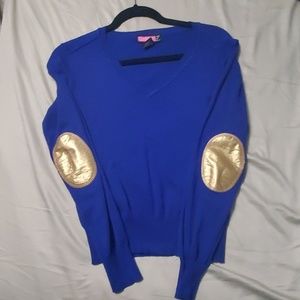 Royal Blue Cozy Sweater with Gold Accents